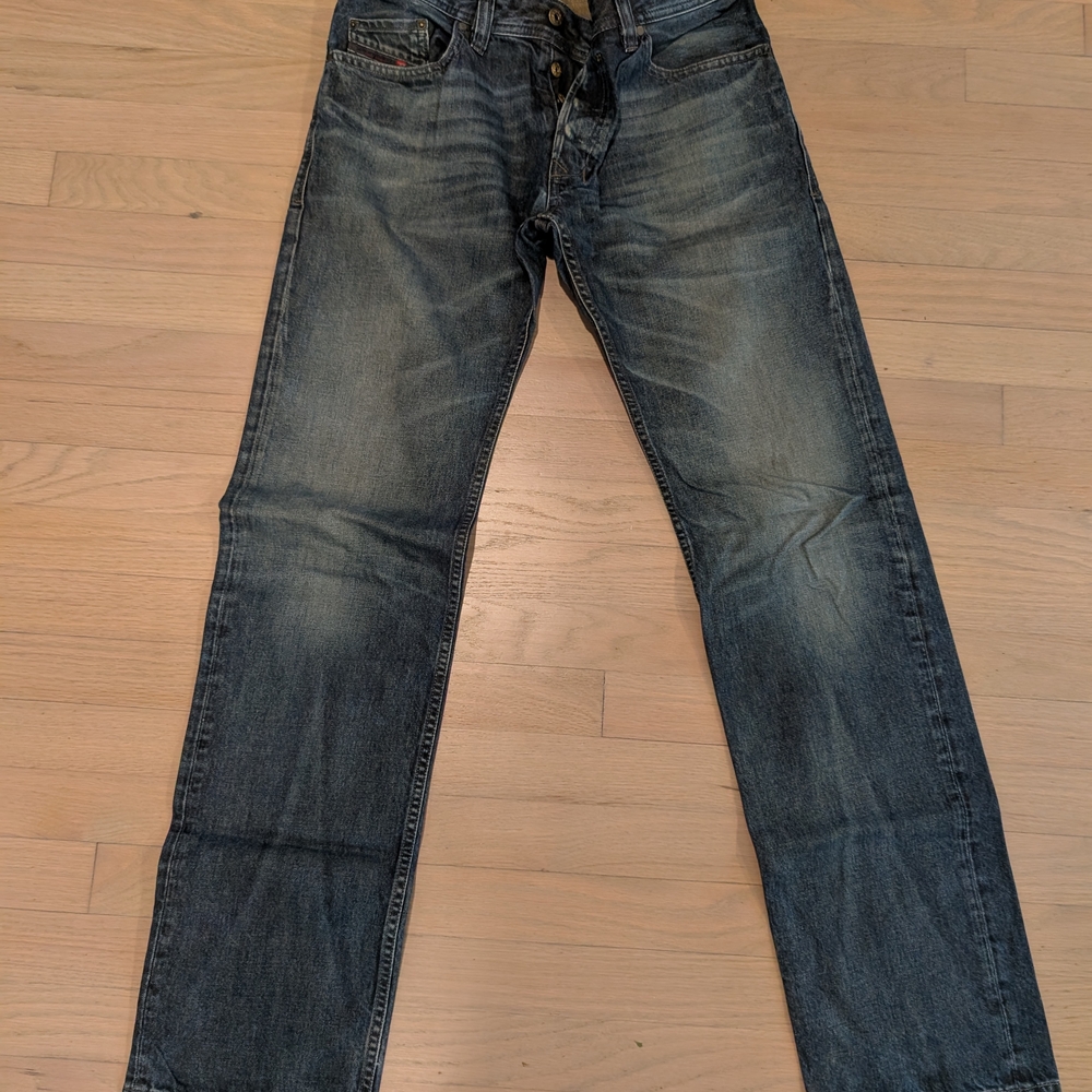 Diesel Blue Straight Jeans with Vintage Fade